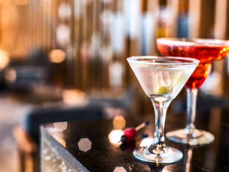 Close-up of a cocktail served on a table at Fiesta Americana