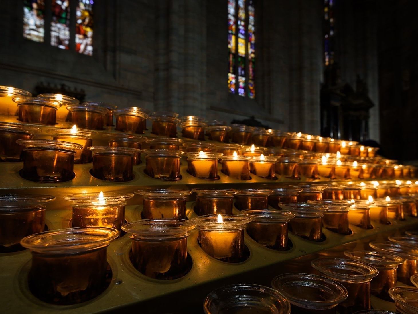 Candles in Basilica of Guadalupe Monterrey near Grand Fiesta Americana