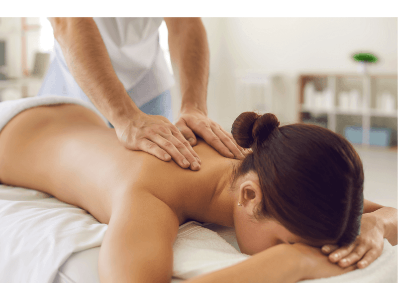 Close-up of lady getting a body massage at Almanac X Alcron Prague
